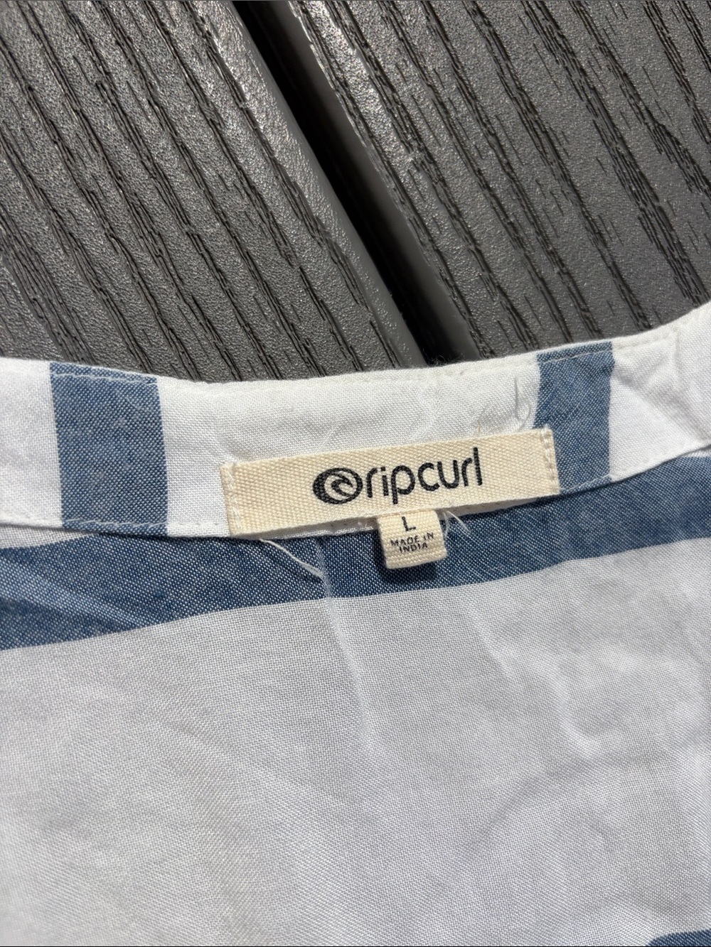 Ripcurl Striped Lace-Up Crop Top in White, Blue, Peach & Coral - Picture 2 of 5